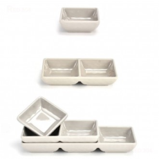 Melamine 3 ngăn chia sẻ đĩa ăn kèm bát ăn kèm ớt đỏ tỏi sốt ssam nước tương wasabi sốt giấm giấm bát dài 21,3cm