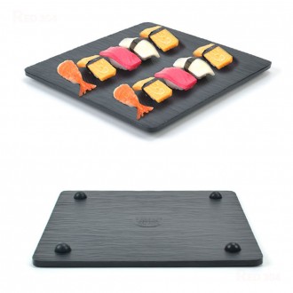 Đen Melamine Ẩm Thực Nhật Bản Sukidashi Tempura Sushi Sashimi Đĩa Gimbap Đĩa Phong Cách Hàn Quốc Yukhoe Yuk Sashimi Đĩa Nấu 20Cm 27Cm