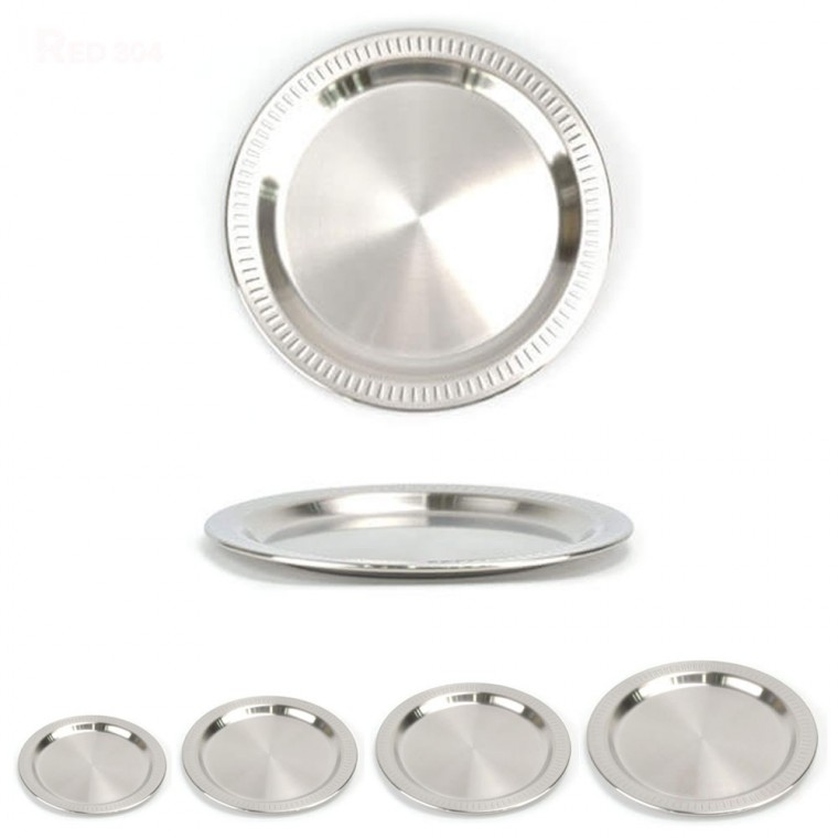 27 loại nhà hàng inox đĩa kiểu phương Tây tráng miệng đĩa salad đĩa ăn nhẹ đĩa trái cây đĩa cắm trại 17,5cm 20,5cm 23cm 27,5cm