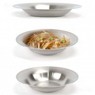 27 loại thép không gỉ mờ bữa sáng muộn món tráng miệng salad đĩa tráng miệng spaghetti mì ống đĩa cà ri 20 cm 22.5 cm 24.8 cm 27.4 cm