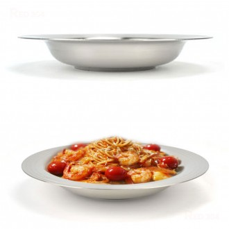 Đĩa mì spaghetti bằng thép không gỉ phỏng vấn salad tráng miệng bát ngũ cốc đường kính 20,8cm 23,2cm 24,8cm 28,2cm