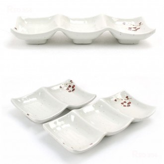 Món ăn Nhật Bản Hàn Quốc melamine 2 ngăn 3 ngăn Đĩa chia sẻ món ăn phụ wasabi nước tương giấm tỏi ssamjang nước sốt gia vị bát jongji bát ăn kèm