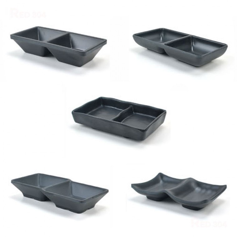 Melamine Món ăn Nhật Bản phong cách Hàn Quốc Đĩa chia sẻ 2 ngăn bát ăn kèm ssamjang nước tương chojang sốt gia vị jongji bát Số 1 Số 2 Số 3 Số 4 Số 5