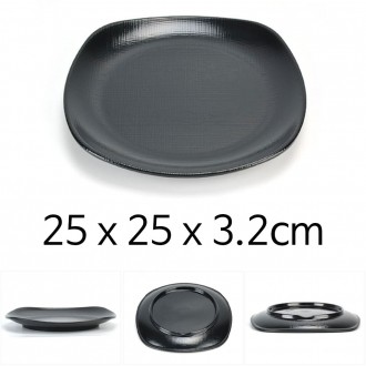 Bát đĩa Melamine cao cấp MLM màu đen 25x25x3,2cm 1p