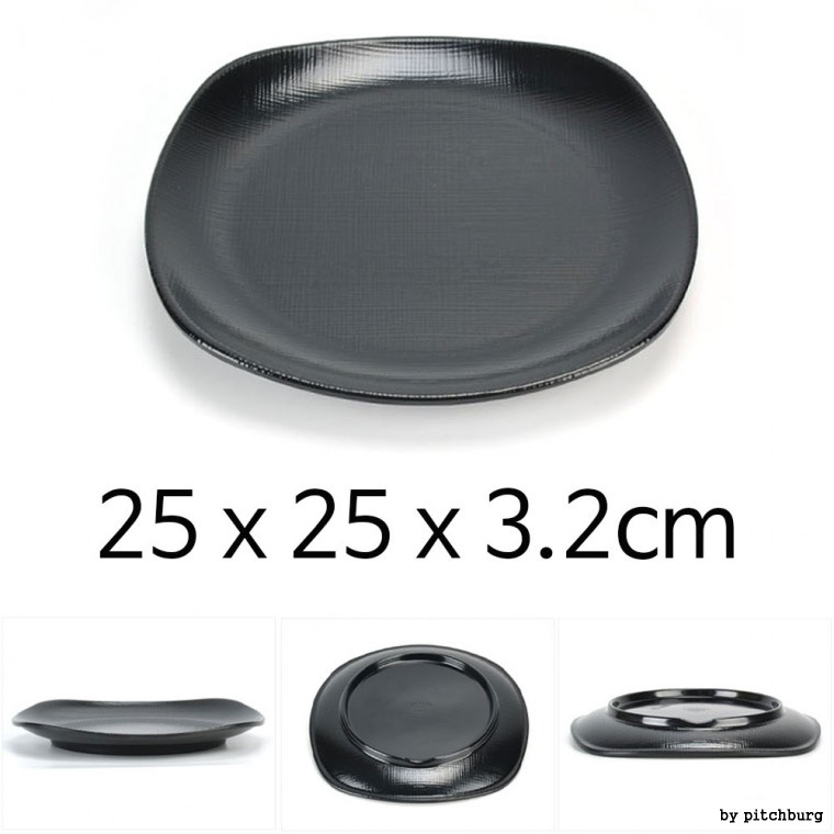 Bát đĩa Melamine cao cấp MLM màu đen 25x25x3,2cm 1p