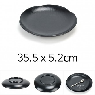 MLM Black Deep Melamine Đĩa Bát Hấp Bát Hấp Đĩa 35.5x5.2cm 1p