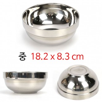 18,2x8,3cm 1p tô mì inox, tô bibim và đĩa mì lạnh cấu trúc kép duy trì nhiệt độ