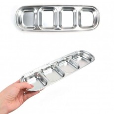 Bát ăn kèm inox dành cho trẻ em Đĩa phụ đĩa trước đĩa hình chữ nhật 4 miếng 26,8x8,6x2,3cm 1p