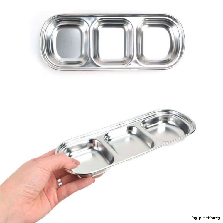 Bát ăn kèm inox cho trẻ em Đĩa phụ đĩa trước 3 miếng 20,7x8,1x2,2cm 1p