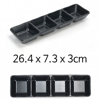 Bát giấy dài 4 ngăn melamine MLM đen bát 26.4x7.3x3cm 1p