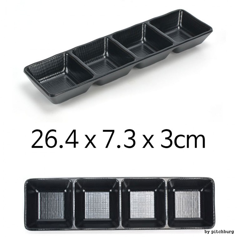 Bát giấy dài 4 ngăn melamine MLM đen bát 26.4x7.3x3cm 1p