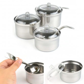 Hũ gia vị inox, hộp đựng đa năng, hộp đựng đa năng, kèm 1 thìa