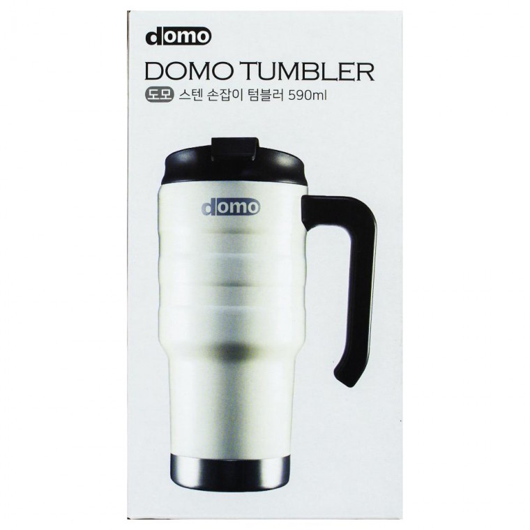 Cốc có tay cầm inox Domo màu ngà 590ml