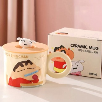 Cốc có nắp hình Crayon Shin-chan 360ml-Mocha