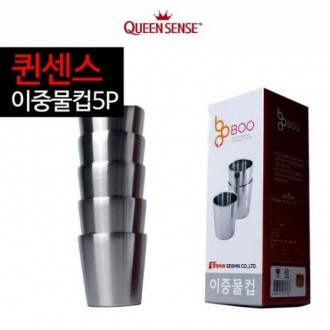 Seshin Queen Sense Cốc nước đôi bằng thép không gỉ 5P Bộ cốc cách nhiệt Cốc cách nhiệt lạnh Cốc nước thương mại