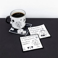 Kakao Friends Doodle Doodle Fabric Coaster 3P Set Màu đen và trắng