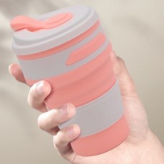 Cốc gấp silicone 350ml -R Cắm trại di động Màu sắc ngẫu nhiên