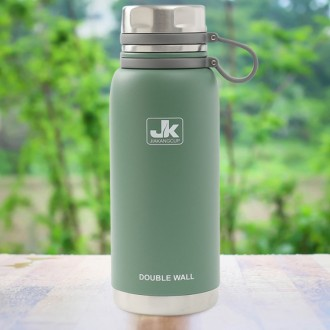 Bình nước, bình giữ nhiệt chân không inox đôi (1.5L), bình nước thể thao trekking (xanh đậm)