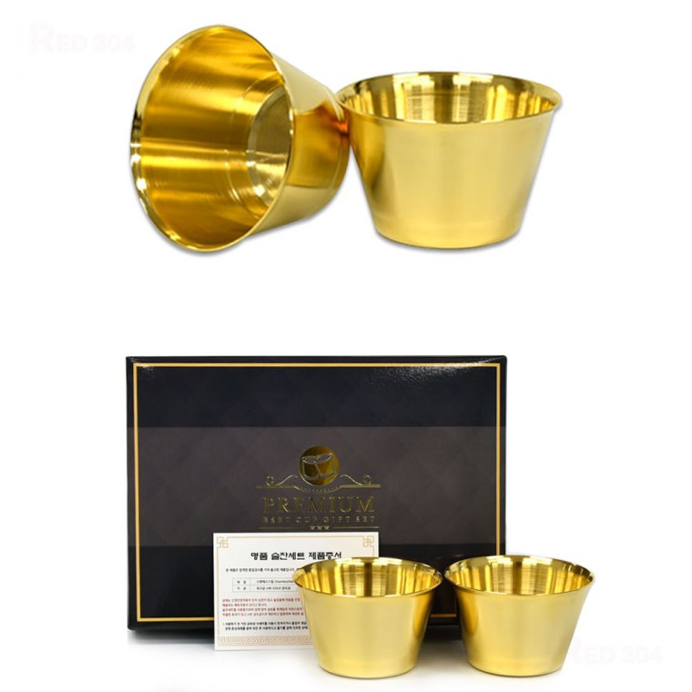 Ly uống nước quà tặng mạ vàng 24K cao cấp, 1 bộ 2 ly uống nước truyền thống, ly uống thuốc, ly makgeolli, ly uống nước Dongdong, dung tích khoảng 200ml