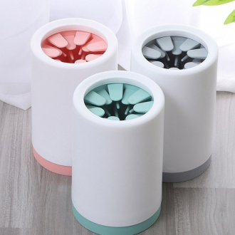 Puppy Pet Dog Walking Paw Lau silicone Wash Cup Màu hồng