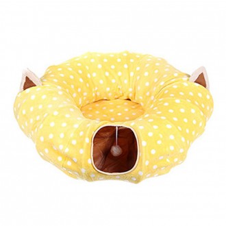 Healing Time Polka Dot Cat Tunnel Cushion Loại bí ngô (Vàng)