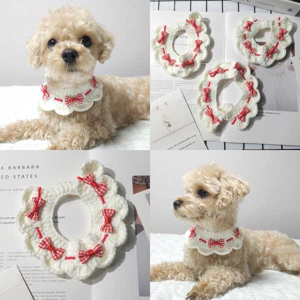 Kiểm tra Mini Ribbon Đan Ren Dog Cat Khăn quàng cổ Áo choàng cổ