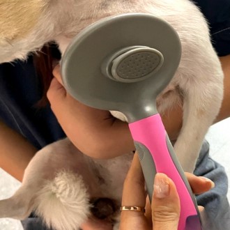 Dog Cat One Touch Slicker Brush màu hồng