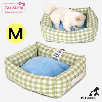 Giường Paris Dog Believe đã kiểm tra cỡ trung bình (Xanh lục)