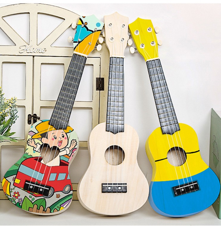 Bộ thủ công Ukulele DIY, bộ dụng cụ sở thích nhạc cụ có dây truyền thống, bao gồm sơn và cọ