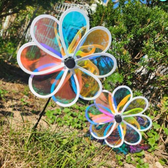 Flowerbed Garden Spinner 8 Lá Pinwheel Mẫu giáo Sự kiện Cắm trại Cối xay gió Hoa