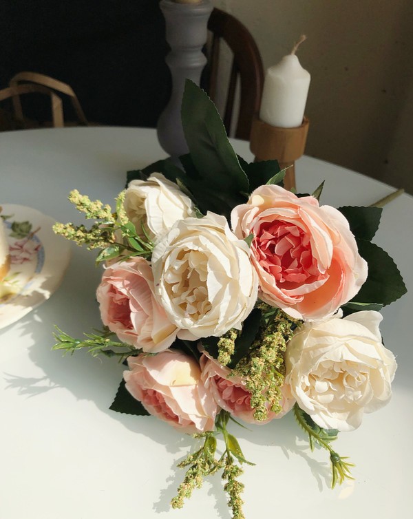 Bó hoa hồng - Ảnh chụp đám cưới nhỏ tự chụp Boutonniere Hoa mẫu đơn Hoa nhân tạo Bán buôn Boutonniere nội thất