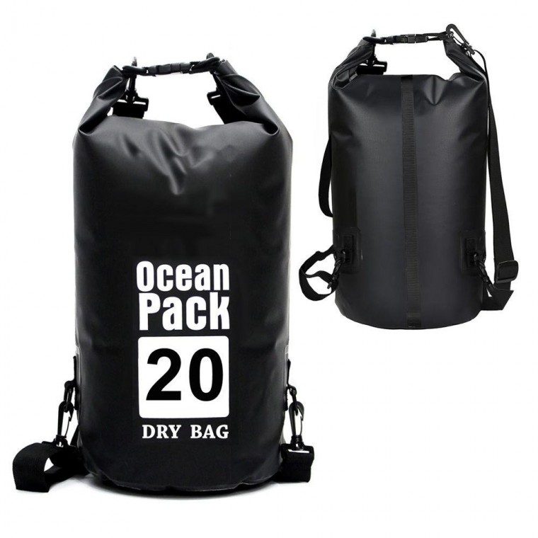 Túi đi biển Ocean Dry màu đen 20L Túi bơi dây đôi đi biển