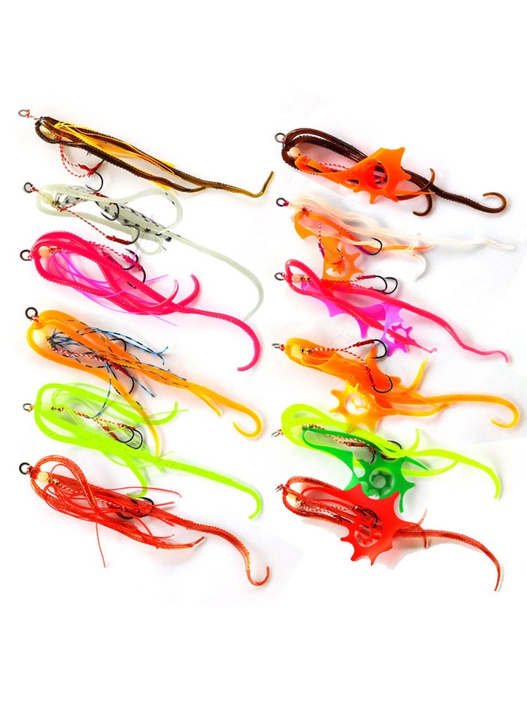 Assa Fishing-UST Red Sea Bream Tie Cao Su Taco Worm Tie Cao Su Váy Loại A Loại B 2 cái