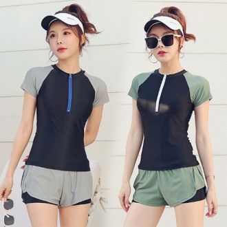 Eunchang] Áo tắm 2 trong 1 có khóa kéo phía trước bikini monokini Rash Guard tích hợp váy chỉnh sửa cơ thể đi biển nghỉ hè