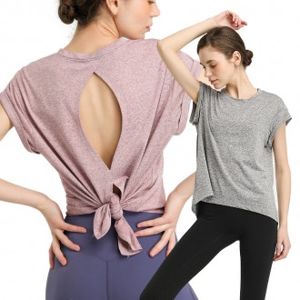 Áo tập yoga tay ngắn làm mát chéo ELC-1023