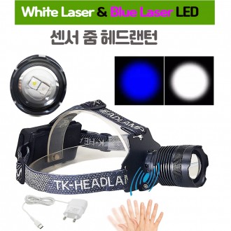 Chip Laser màu xanh trắng LED Cảm biến có thể sạc lại Đèn pha zoom ngoài trời TK068 AX