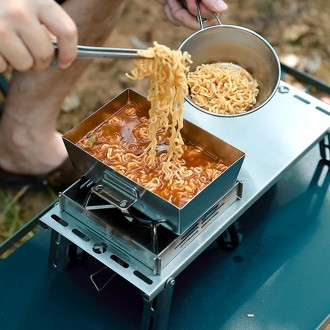 Cắm trại, Du lịch, Câu cá, Dã ngoại, Đi bộ đường dài, Chảo Ramen, Chảo rán, Đa năng, Chảo rán đa năng, Du lịch bụi, Thép không gỉ, Đồ dùng cho bãi đỗ xe