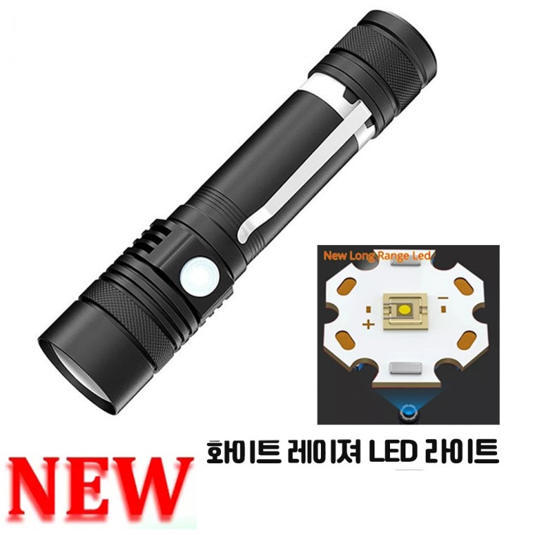 MỚI Đèn LED Laser trắng có thể sạc lại Zoom Đèn tìm kiếm Đèn pin Đèn pin 518W