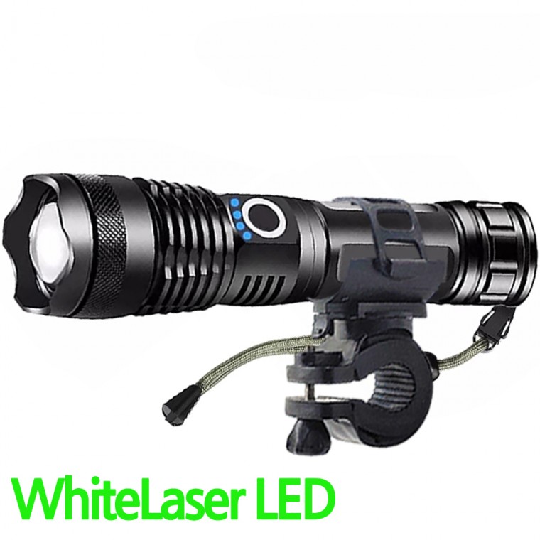 Đèn LED Laser Trắng Xe Đạp An Toàn Đèn Pha Đèn Lồng D15A Xe Đạp Pin Sạc 26650 Ah