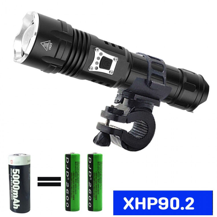 XHP90.2 LED sạc xe đạp an toàn đèn pha đèn pin xe đạp P902 26650 pin sạc Ah