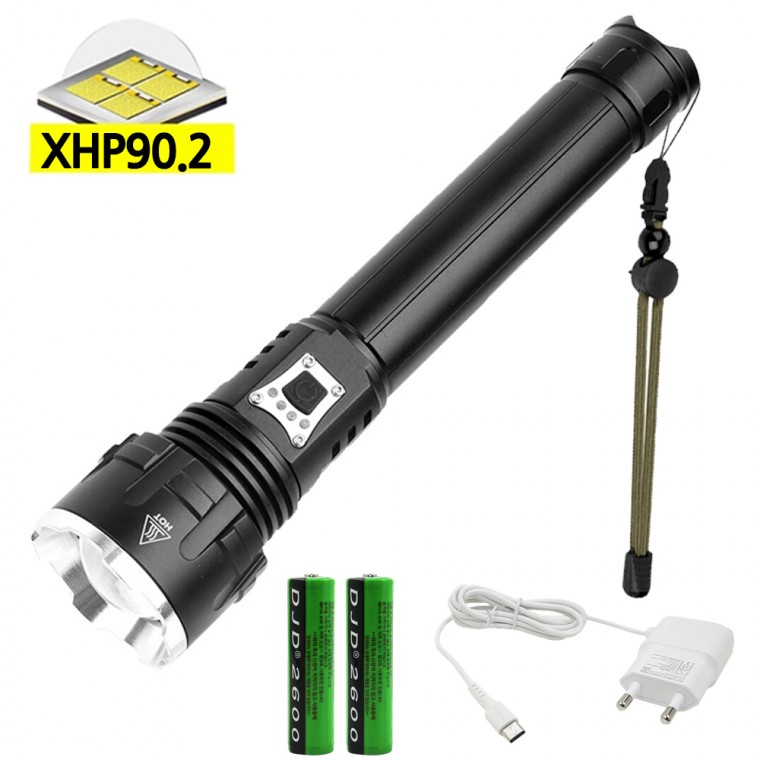 XHP90.2 LED có thể sạc lại Đèn pin tìm kiếm Đèn pin Đèn pin 5600 Lumens D16 C0