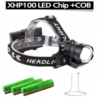 XHP100 LED COB Đèn pha Zoom có ​​thể sạc lại Đèn pha 7200 Lumens p190 A0