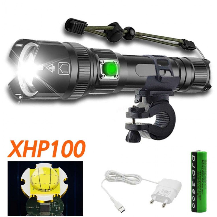 XHP100 Chip LED Sạc Xe Đạp Zoom Đèn Pha An Toàn Đèn Lồng Flash Đèn Xe Đạp P99 CA0