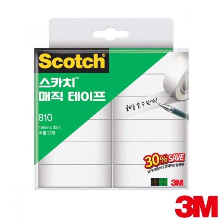 Gói tiết kiệm băng keo Scotch Magic 3M 810R-12 18mm x32m