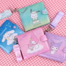 Ví nửa nhân vật Sanrio Dây đeo 1p dành cho trẻ em My Melody Kuromi Cinnamoroll Ví đựng thẻ có khóa cài Pochaco