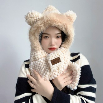 Mũ trùm đầu Lovely Bear tích hợp khăn quàng cổ mũ gấu