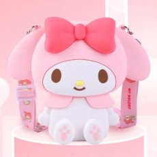 Túi đeo chéo lớn bằng silicone My Melody Sitting (Lớn) - Hồng Nhạt