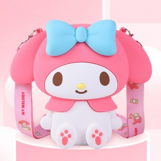 Túi đeo chéo lớn bằng silicon My Melody Sitting Siting (Lớn) – Jin Pink