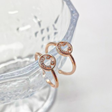 Nhẫn nữ Smile Cubic Rose Gold Mở Nhẫn Kích thước có thể điều chỉnh