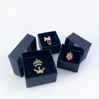 Ribbon Crown Heart Girls Cubic Point Princess Ring Fancy Ring Điều chỉnh kích thước